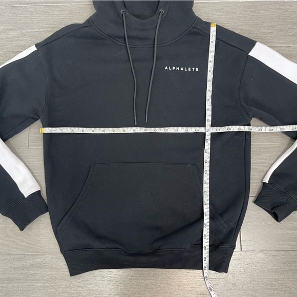 Alphalete Black Stripe Hoodie Pullover Hoodie Sweatshirt Athleisure Gym Men’s S - Picture 13 of 15
